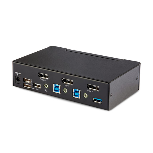 2-Port DisplayPort KVM Switch, 8K 60Hz / 4K 144Hz, Single Display, DP 1.4, 2x USB 3.0 Ports, 4x USB 2.0 HID Ports, Push-Button & Hotkey Switching, TAA Compliant - OS Independent, Metal Housing - PuriLite
