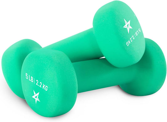 Yes4All Neoprene Coated Dumbbell Hand Weight Sets of 2 - Multiple Weight Options with 15 Colors, Hexagon Shape, Anti-roll, Anti-Slip
