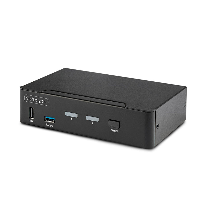 2-Port DisplayPort KVM Switch, 8K 60Hz / 4K 144Hz, Single Display, DP 1.4, 2x USB 3.0 Ports, 4x USB 2.0 HID Ports, Push-Button & Hotkey Switching, TAA Compliant - OS Independent, Metal Housing