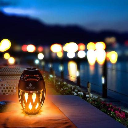 Outdoor Bluetooth Speaker with Flame Atmosphere, for Men, Women, Cool Gadgets for Porch Garden Parties, BT5.0, 5W Stereo Sound, Waterproof Wireless Speaker with Led Torch Light