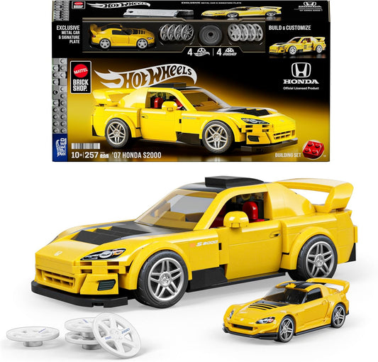 Mattel Brick Shop Hot Wheels ’07 Honda S2000 Building Set – 257-Piece Realistic Model with Custom Decals, 1:32 Scale, Adult & Kids Collectible Toy Ages 10+ - PuriLite