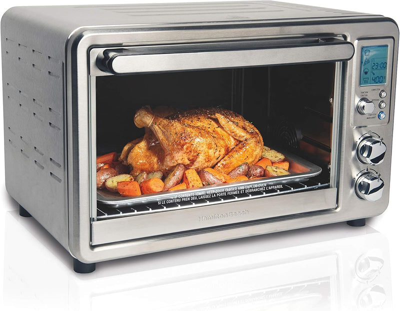 Hamilton Beach 31190C Digital Display Countertop Convection Toaster Oven with Rotisserie, Large 6-Slice, Stainless Steel