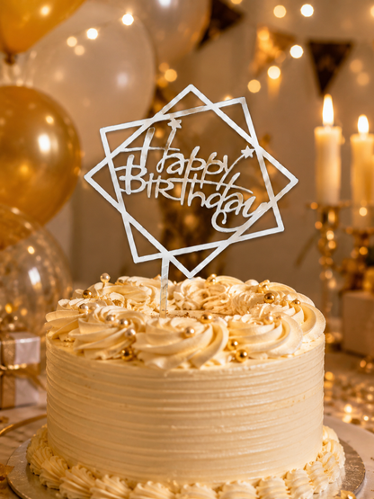 Happy Birthday & Happy Anniversary Cake Toppers | Multiple Elegant Designs | Party Decoration
