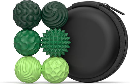 Silicone Magnetic Balls Fidget Toys – 6PCS Stress Relief Sensory Balls for Adults & Teens, Anxiety & ADHD Calm, Quiet Desk Toy for Focus, Portable Sensory Relief (Green) - PuriLite