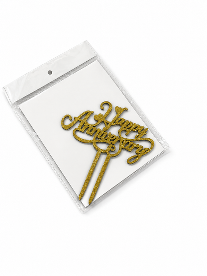 Happy Birthday & Happy Anniversary Cake Toppers | Multiple Elegant Designs | Party Decoration