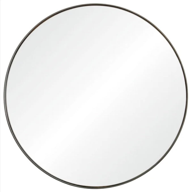 Maxwell Round Mirror with Antique Brushed Silver Finish