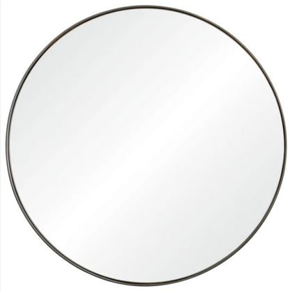 Maxwell Round Mirror with Antique Brushed Silver Finish