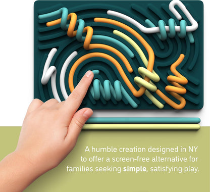 Sensory Activity Board for Kids & Adults | Silicone Fidget Toy for Stress Relief, Anxiety, ADHD & Autism | Quiet, No-Mess, Travel-Friendly with 11 Strings & Portable Bag (Spruce) - PuriLite
