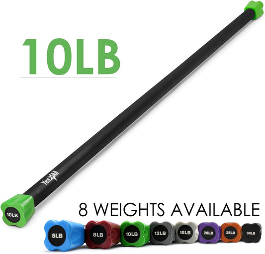 Yes4All Total Body Workout Bar/Weighted Bar & Resistance Band Pilates Bar & Weighted Bar Rack/Weighted Bar Holder Storage - Great for Aerobics, Yoga and Pilates - Weighted Exercise Bar
