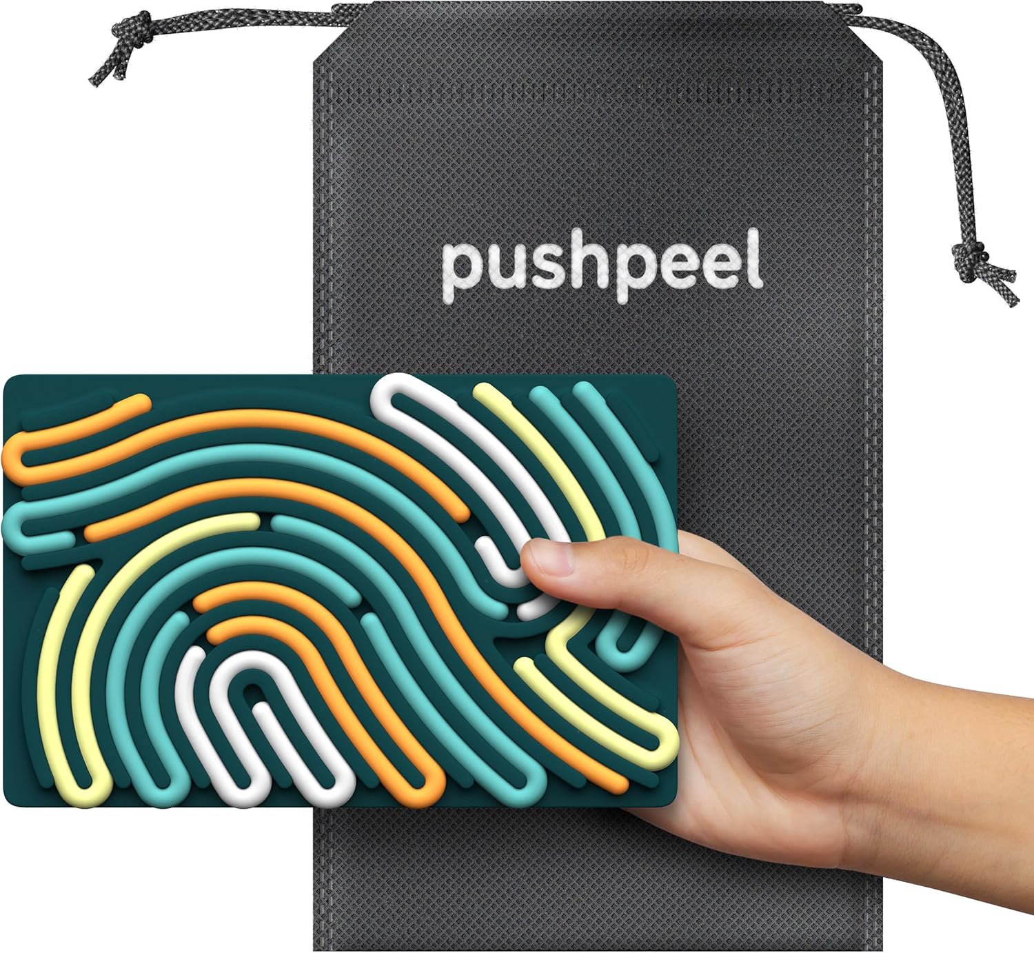 Sensory Activity Board for Kids & Adults | Silicone Fidget Toy for Stress Relief, Anxiety, ADHD & Autism | Quiet, No-Mess, Travel-Friendly with 11 Strings & Portable Bag (Spruce) - PuriLite