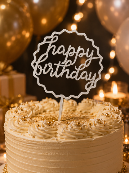 Happy Birthday & Happy Anniversary Cake Toppers | Multiple Elegant Designs | Party Decoration