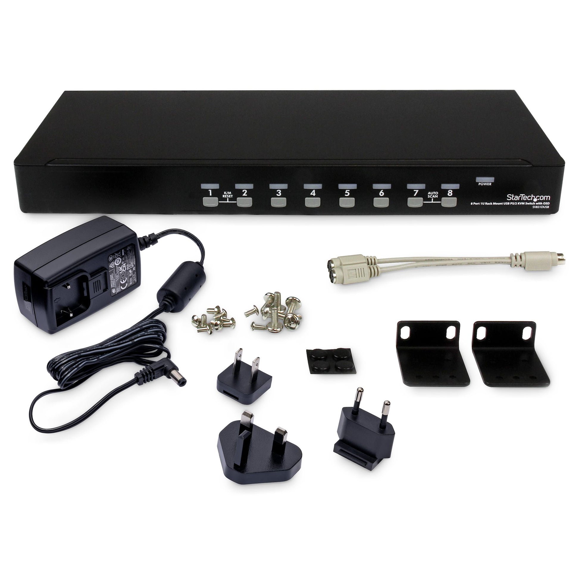 8 Port 1U Rackmount USB PS/2 KVM Switch with OSD - TAA – PuriLite