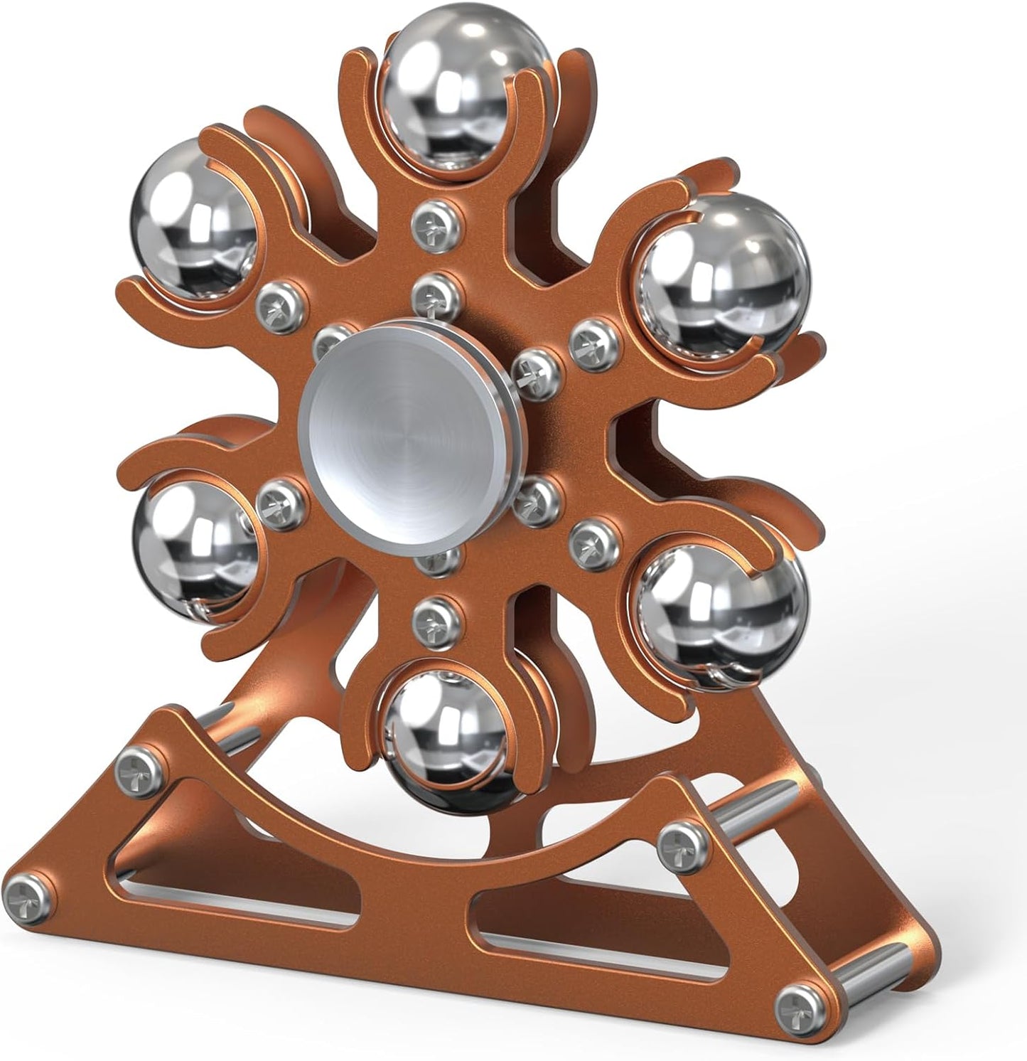 Metal Ferris-Wheel Fidget Desk Toy | Kinetic Spinner for Stress Relief, Focus & ADHD | Cool Desktop Gadget for Kids, Teens & Adults (Rose Gold) - PuriLite