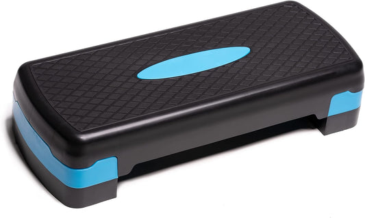 PRISP Adjustable Aerobic Stepper 68cm, 2 Levels (10/15cm - 4"/6") Exercise Step Platform for Home Gym and Fitness Training; 68 x 28cm