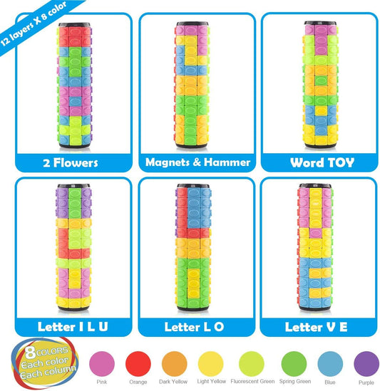 R.Y.TOYS 3D Magic Cube Puzzle | Rotating & Sliding Brain Teaser for Kids, Teens & Adults | Logic Puzzle Toy for Stress Relief, Focus & Gift (8 Colors x 12 Layers) - PuriLite