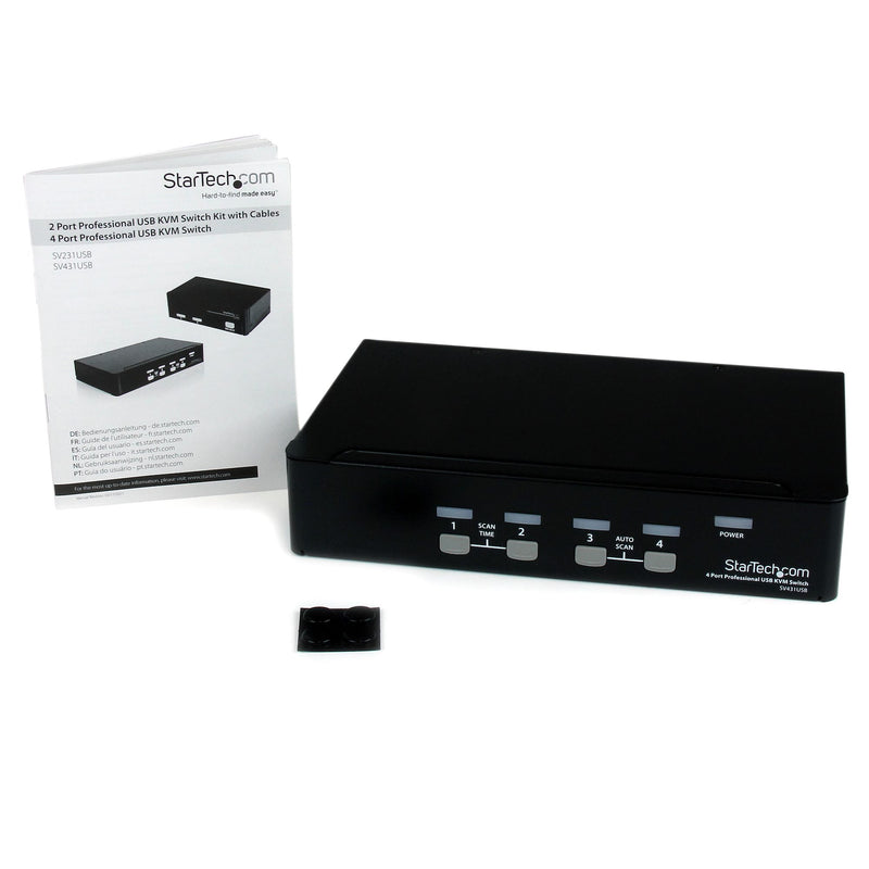 4 Port Professional VGA USB KVM Switch with Hub - TAA