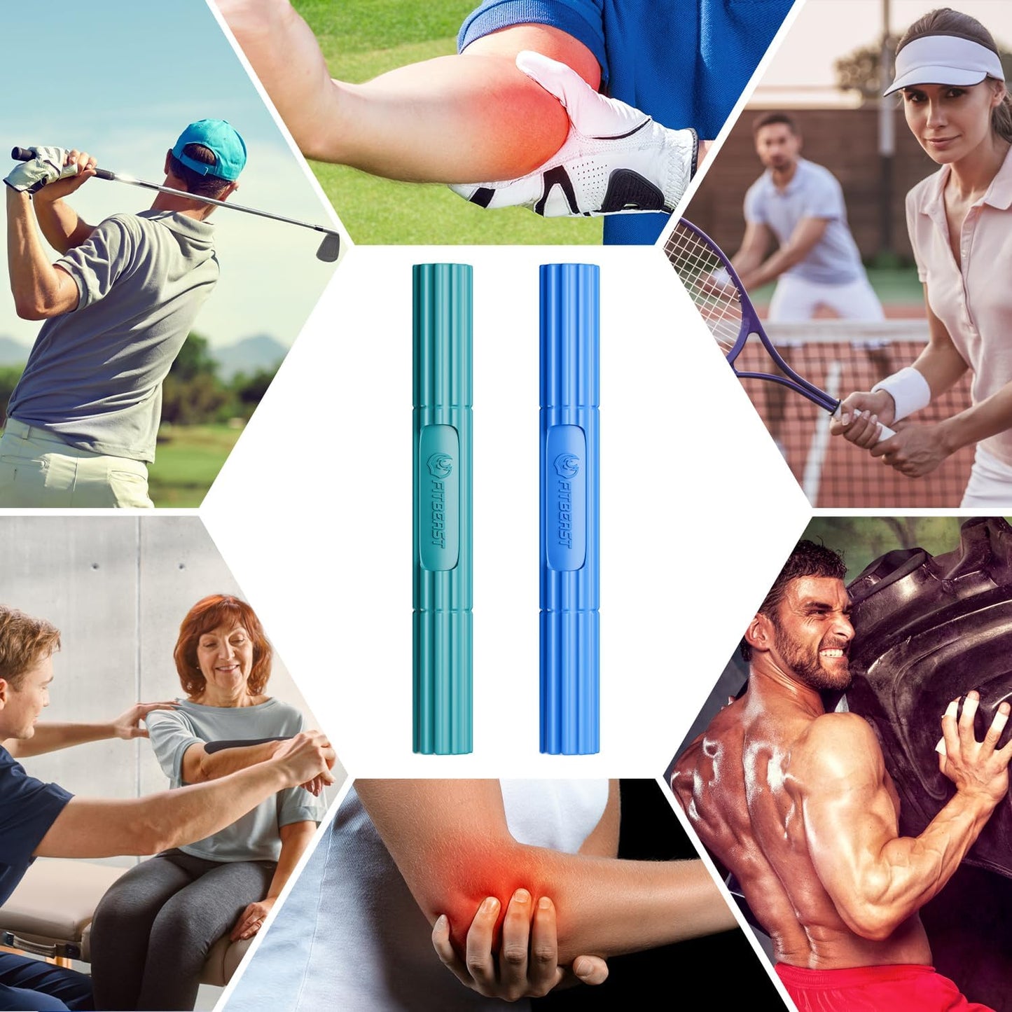FitBeast Fitness Resistance Bar for Physical Therapy & Enhanced Grip Strength – Ideal for Tendonitis Relief, Forearm Rehab, and Muscle Recovery – Tennis Elbow, Golfer's Elbow Pain Relief Hand