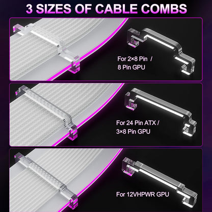 RGB PSU Cable Extension Kit – ARGB 24-Pin Motherboard & Dual 8-Pin GPU Cables – 120 LED Lighting Panels with Remote Control - PuriLite