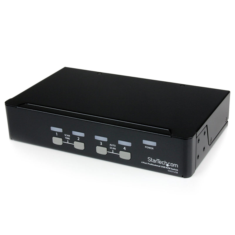 4 Port Professional VGA USB KVM Switch with Hub - TAA