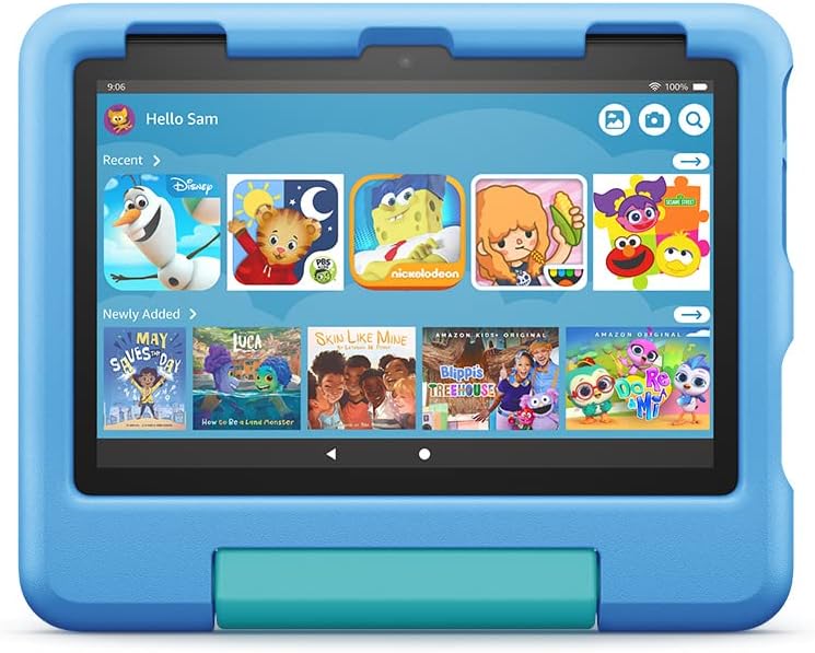 Amazon Fire HD 8 Kids tablet, ages 3-7. Top-selling 8" kids tablet on Amazon - 2022 | ad-free content with parental controls included, 13-hr battery, 32 GB, Blue