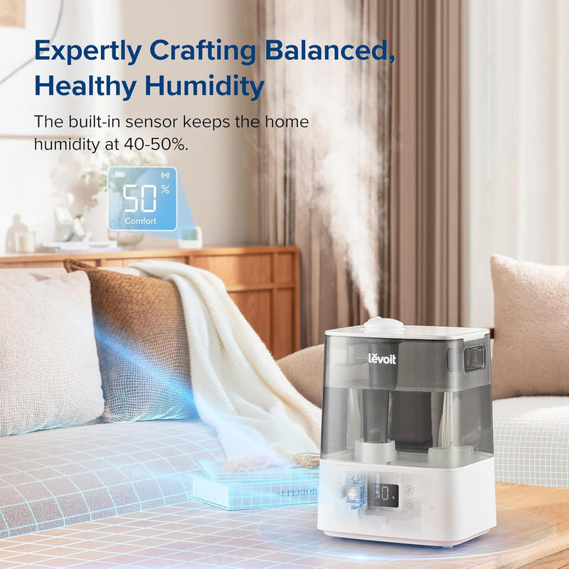 Levoit Humidifier for Bedroom, Cool Mist Humidifiers for Plants, 6L Top Fill Air Humidifier for Large Room, Essential Oil Tray, Smart Control, Work with Alexa, Auto Mode, Night Light