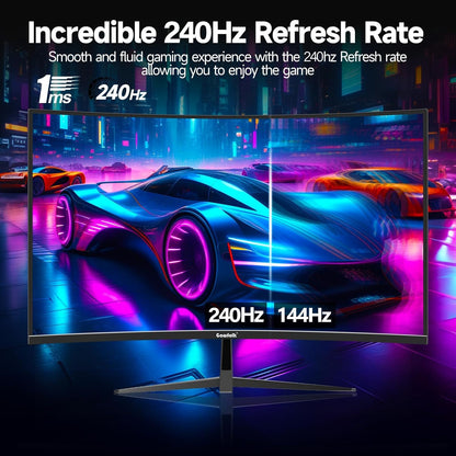 Gawfolk 32-Inch Curved Gaming Monitor – 240Hz FHD 1080P – 1800R Frameless PC Screen – FreeSync – DisplayPort & HDMI – Wall Mount Ready