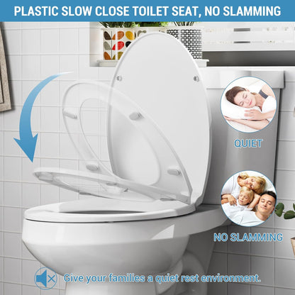Slow Close Elongated Toilet Seat with Toddler Insert | Durable Plastic, Non-Slip Hinges, Easy Clean & Quick-Install Hardware | Bathroom Upgrade