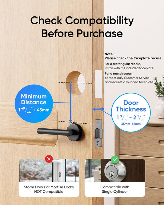 eufy Security Video Smart Lock E330, 3-in-1 Camera+Doorbell+Fingerprint Keyless Entry Door Lock, WiFi Door Lock,App Remote Control,2K HD,Doorbell Camera,No Monthly Fee - PuriLite