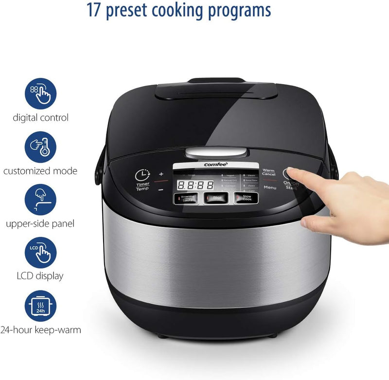 COMFEE' Rice Cooker, Asian Style Large Rice Cooker with Fuzzy Logic Technology, 11 Presets, 10 Cup Uncooked/20 Cup Cooked, Auto Keep Warm, 24-Hr Delay Timer