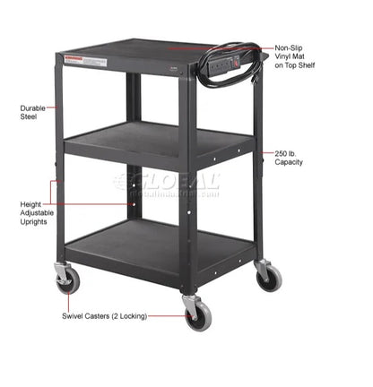 Global Industrial™ Steel Audio Visual & Instrument Cart, Black