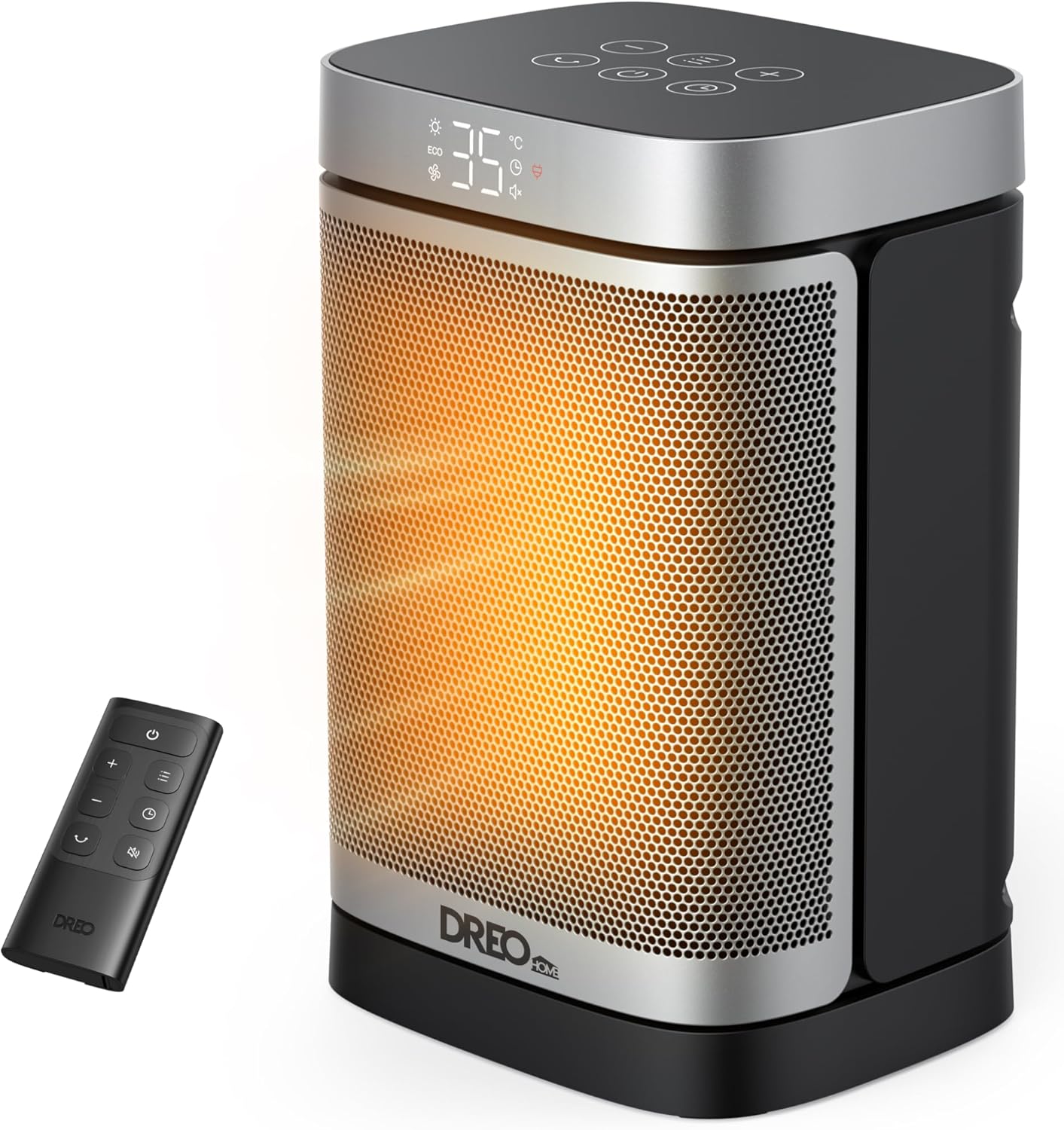 DREO Space Heater – 1500W Electric Ceramic Heater with Thermostat – Portable Electric Heater with Remote – 70° Oscillating Heater with 12H Timer & 5 Heating Modes for Indoor Use