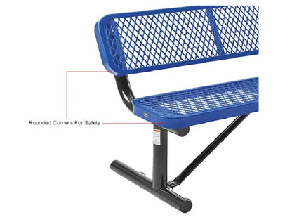 Global Industrial™ 4' Outdoor Steel Bench w/ Backrest, Expanded Metal, Blue