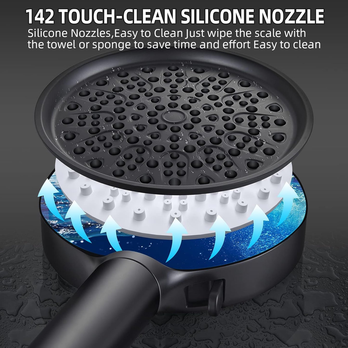 Cobbe Handheld Shower Head with Filter, High Pressure 6 Spray Mode Showerhead with 60" Hose, Bracket and Water Softener Filters Beads for Hard Water Remove Chlorine, Black