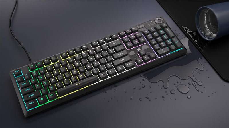 CORSAIR K55 CORE RGB Membrane Wired Gaming Keyboard – Quiet, Responsive Switches – Spill Resistance – Ten-Zone RGB – Media Keys – iCUE Compatible – QWERTY NA – PC, Mac – Black