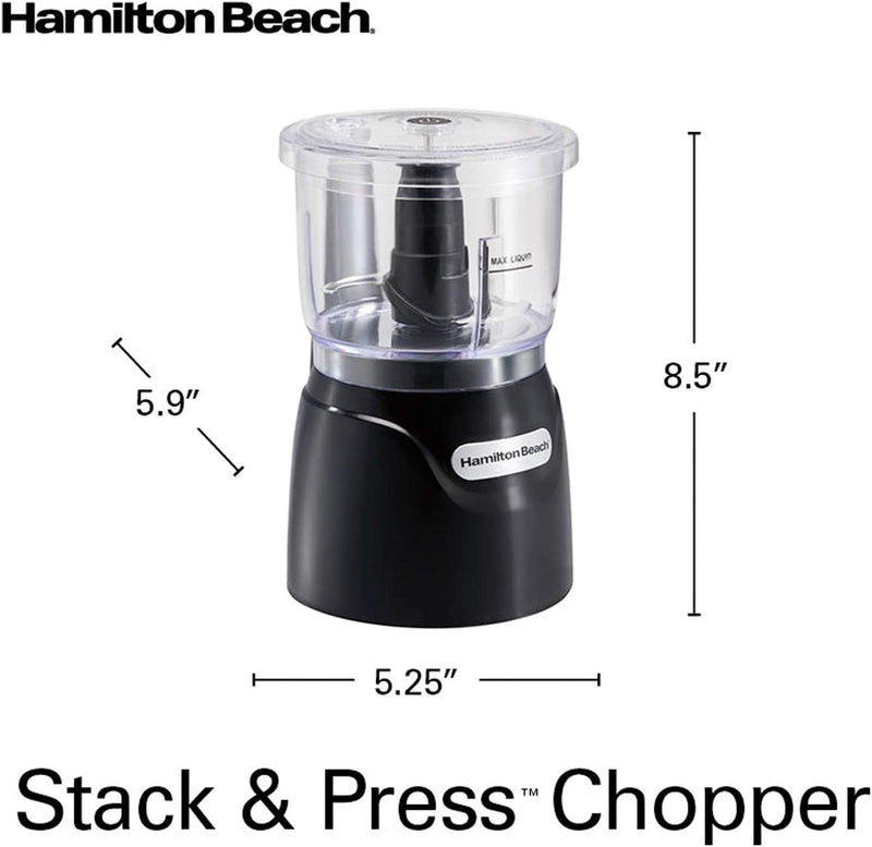 Hamilton Beach Electric Vegetable Chopper & Mini Food Processor, 3-Cup, 350 Watts, for Dicing, Mincing, and Puree, Black (72850G)