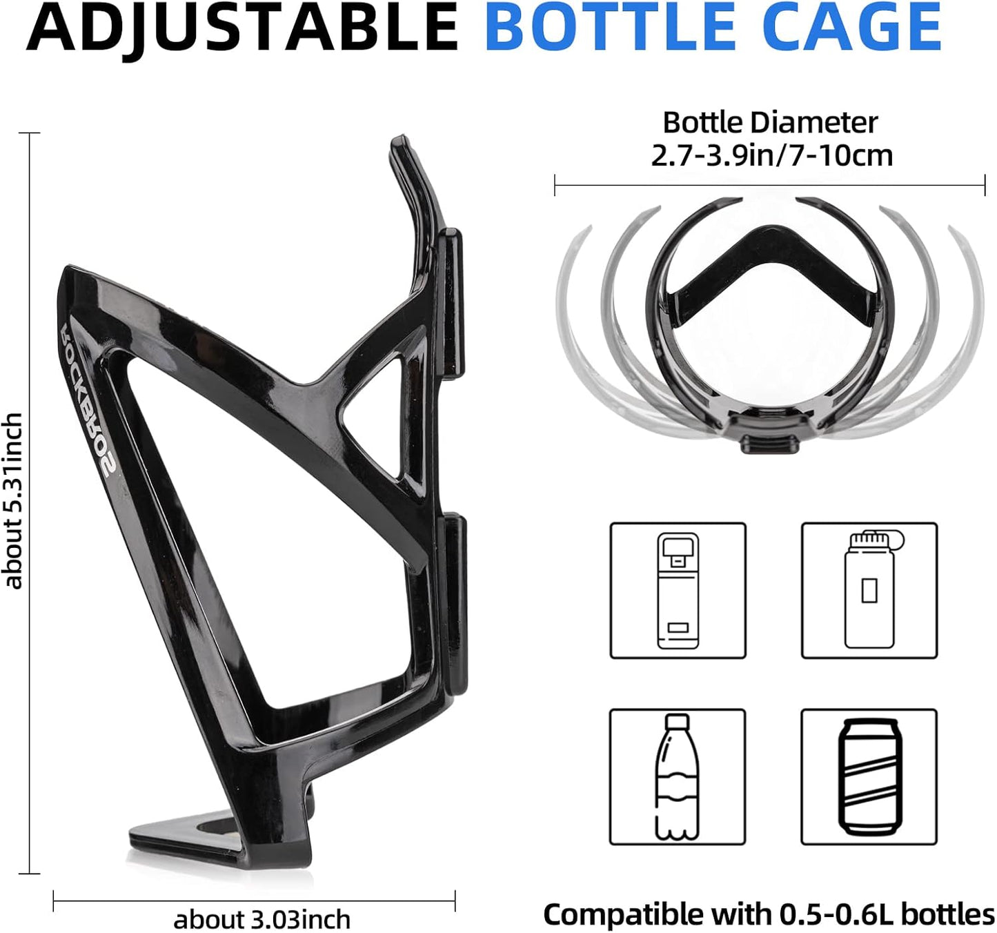 ROCKBROS Bike Water Bottle Holder Ultra-Light Bicycle Bottle Cages with Screws Tool, Universal Bike Cup Holder for Road MTB Mountain Bikes Cycling Accessories（2 Pack）
