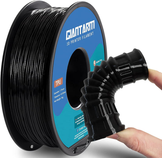 TPU 3D Printer Filament Black, Soft Flexible Filament 95A, Dimensional Accuracy +/-0.05mm, 1KG (2.2LBS), 1.75mm Fit for All 3D Printers, Vacuum Packaging