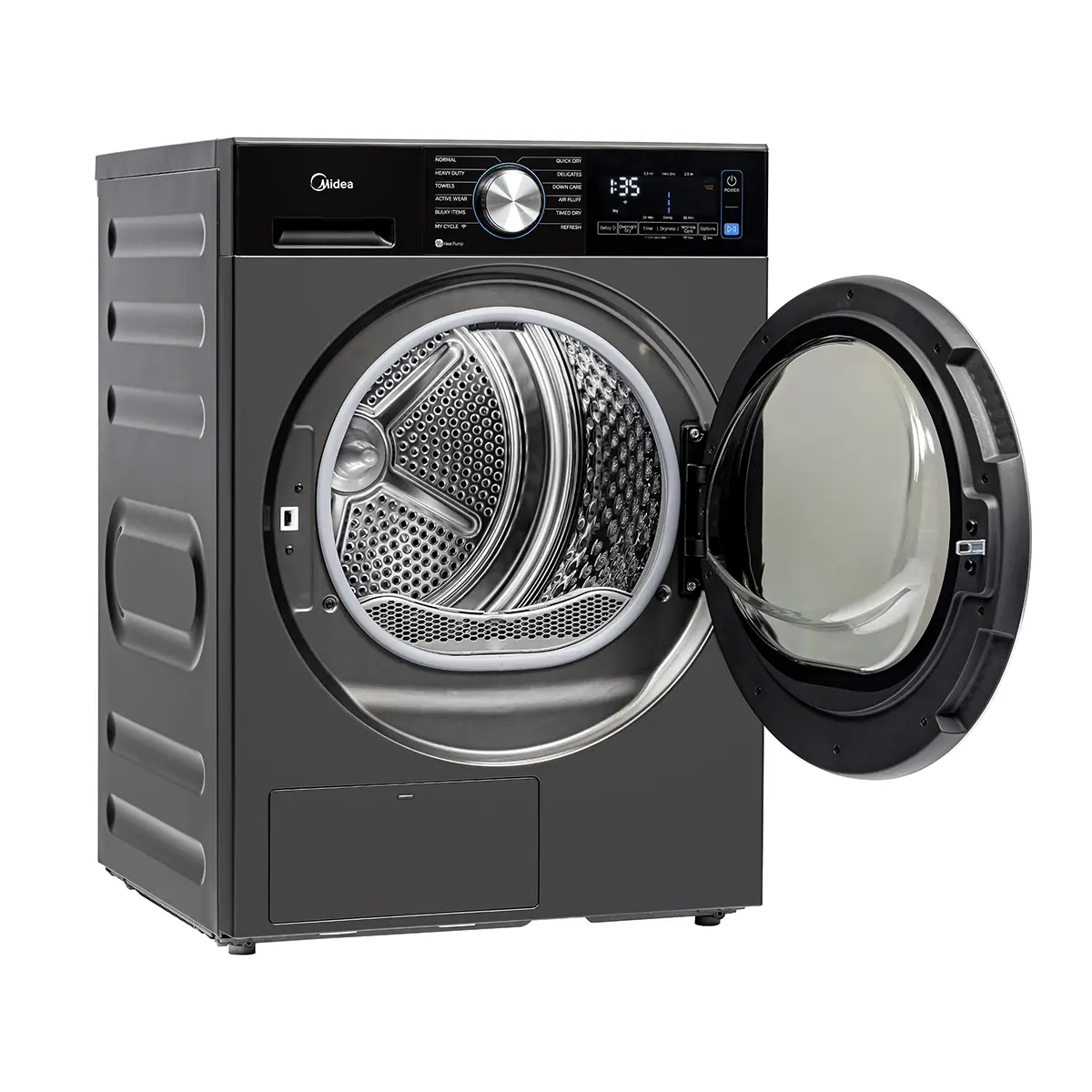 Midea 4.4 cu. ft. Graphite Steel Electric Ventless Dryer with Heat Pump and Stacking Kit