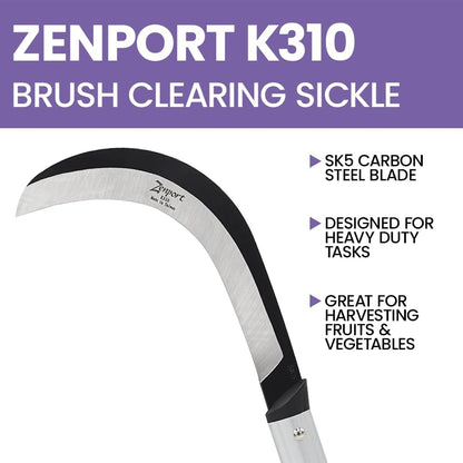 Zenport Brush Clearing Sickle, 9-Inch, Black, K310
