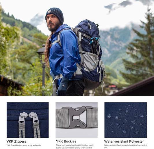 75/70L/60L Internal Frame Hiking Backpack for Backpacking, Hiking, Camping with Rain Cover - PuriLite