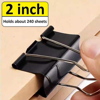 AMKIOKIO 48 Pack 2 inch Black Large Binder Clips - Jumbo Metal Clip Office Supplies, Paper Clamps for Secure Document Binding, Strong Metal Paper Clips