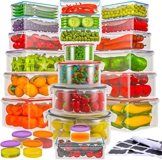 50 Pcs Large Food Storage Containers with Lids Airtight- 2500ML to Sauces Box-Total15.5L Stackable Kitchen Bowls Set Meal Prep Containers-BPA Free Leak proof Plastic Lunch Boxes-Freezer Microwave safe