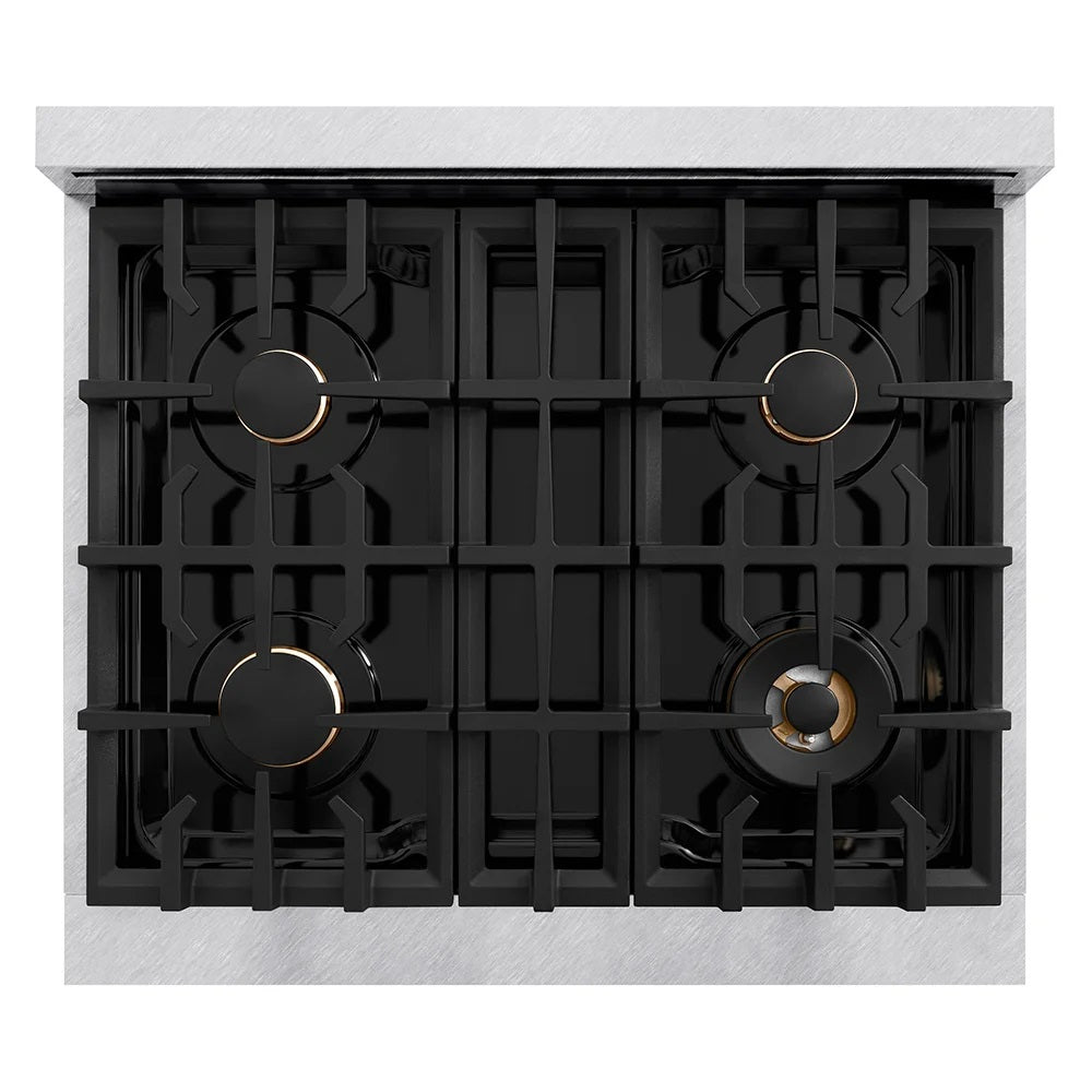ZLINE 30 in. Legacy Gas Rangetop with 4 Brass Burner Cooktop in Satin Stainless Steel with Griddle RTS-BR-GR-30