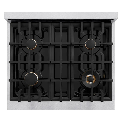 ZLINE 30 in. Legacy Gas Rangetop with 4 Brass Burner Cooktop in Satin Stainless Steel with Griddle RTS-BR-GR-30