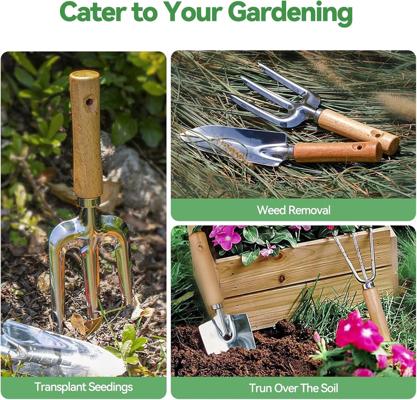 Garden Tools 9-Piece Heavy Duty Gardening Tools with Pruning Shears & Large Garden Tote, Rust-Proof Tools Set for Gardening, Ideal Gardening Gifts for Women & Birthday Gifts for Mom