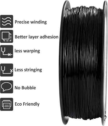TPU 3D Printer Filament Black, Soft Flexible Filament 95A, Dimensional Accuracy +/-0.05mm, 1KG (2.2LBS), 1.75mm Fit for All 3D Printers, Vacuum Packaging