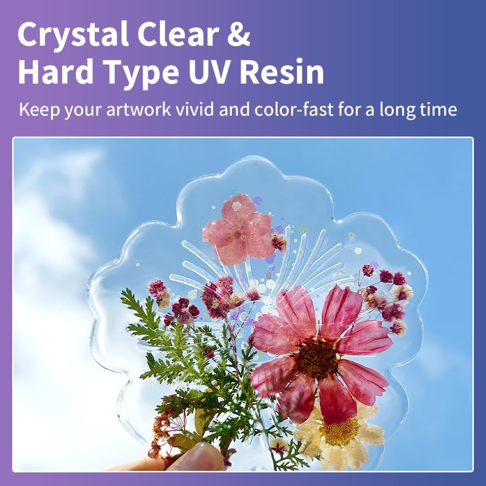UV Resin Kit 200g with UV Light, Upgraded Formula & Crystal Clear UV Resin for Jewlery Making, 100g*2 Resin UV Kit with Light for Earring, Pendant, DIY