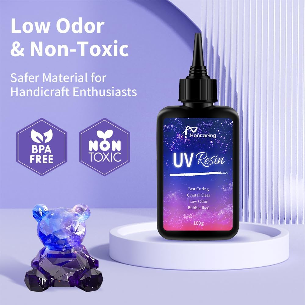 UV Resin Kit 200g with UV Light, Upgraded Formula & Crystal Clear UV Resin for Jewlery Making, 100g*2 Resin UV Kit with Light for Earring, Pendant, DIY