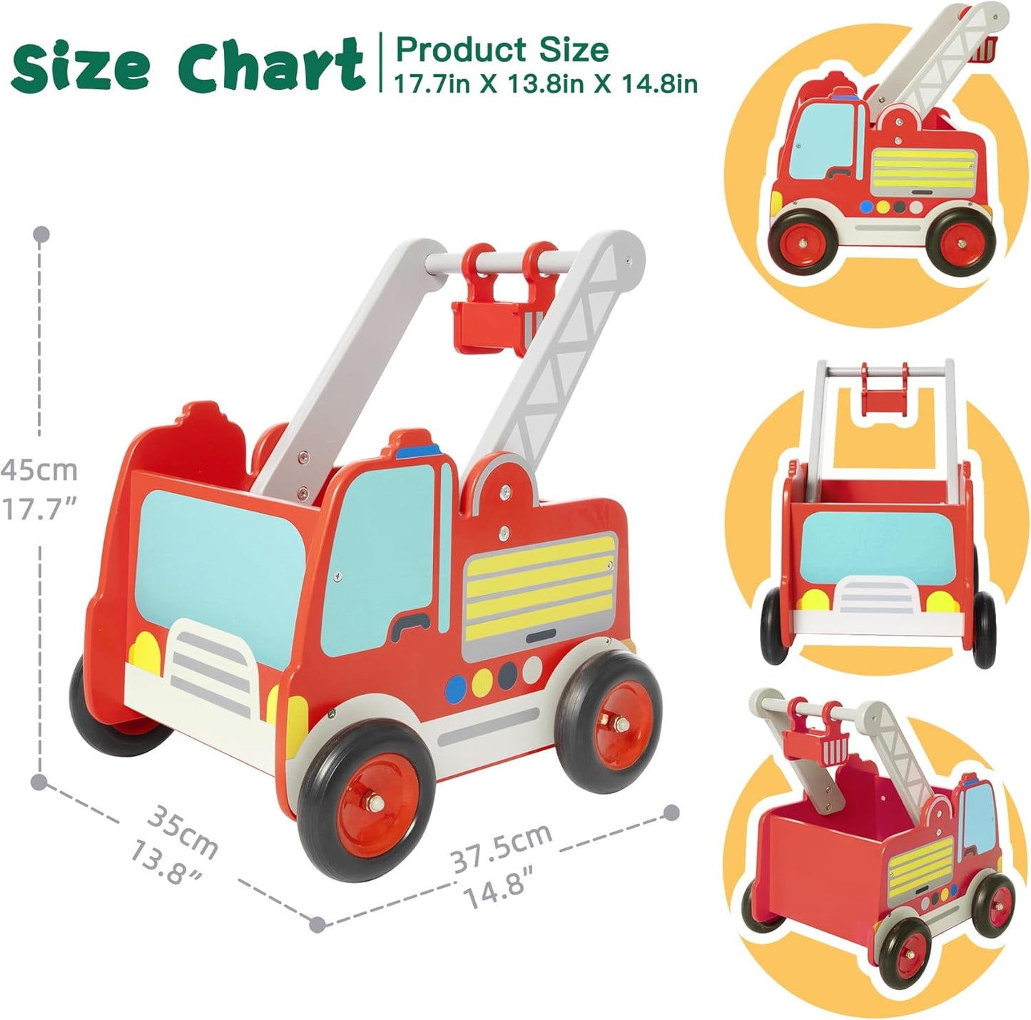 Wooden Baby Walker Push & Pull Toy for Toddler 1-3 Years Old,2-in-1 Activity Push Walker Learning Walker Stroller with Wheels for Baby Girls and Boys