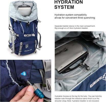 75/70L/60L Internal Frame Hiking Backpack for Backpacking, Hiking, Camping with Rain Cover